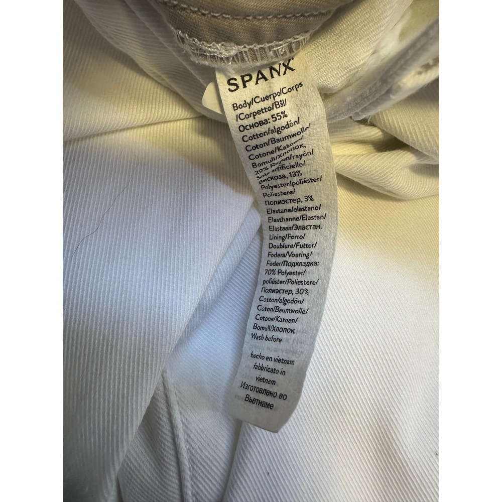 Spanx White High Rise Stretch Twill Cropped Wide Leg Button Pull On Pant Large - Picture 10 of 13